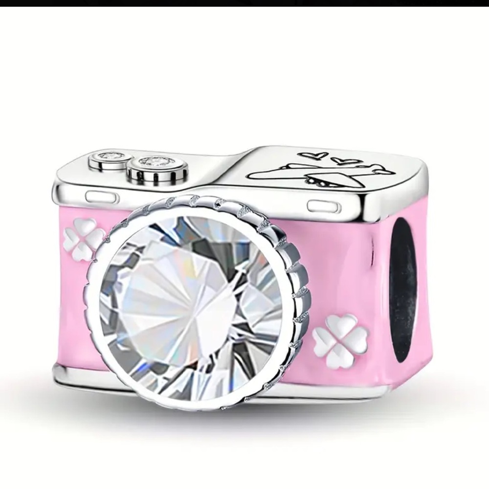 Pink and Sterling Silver Camera Charm - Picture 3 of 4